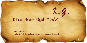 Kinszker Győző névjegykártya